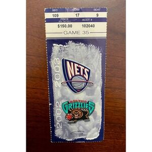 NBA 2002-2003 New Jersey Nets vs Memphis Grizzlies‎ Ticket Stub Game 35